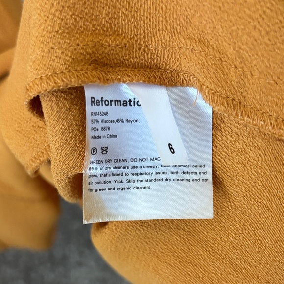 Reformation Women’s Jasper Mustard Yellow Midi Dress Size 6 - Picture 6 of 11